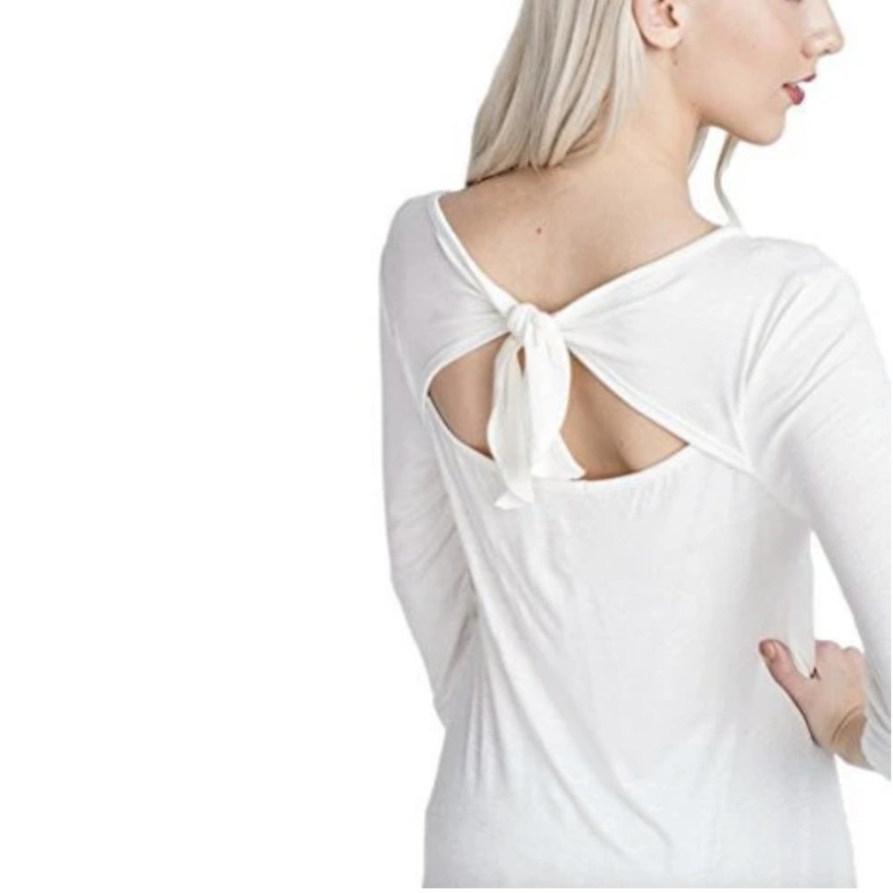 12pm BY Mon Ami 3/4 Sleeve Knit Tunic w Tie Back